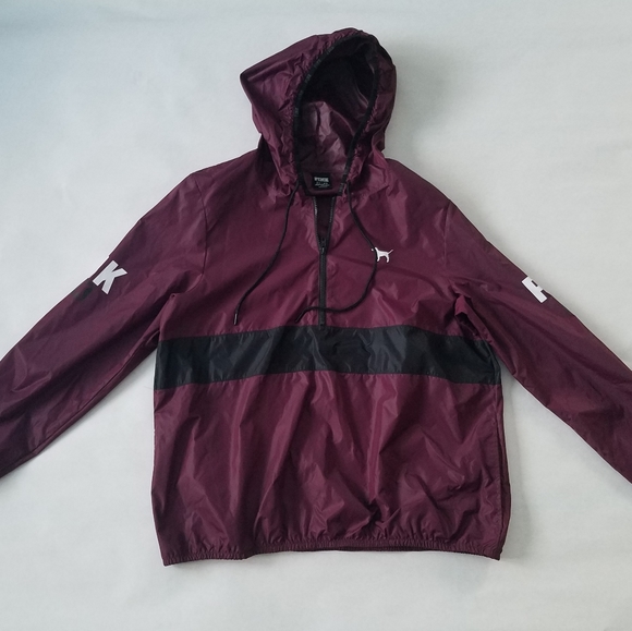PINK Victoria's Secret Jackets & Blazers - PINK maroon pullover parka jacket